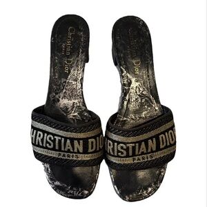 Dior Women's Black and Gold Sandals